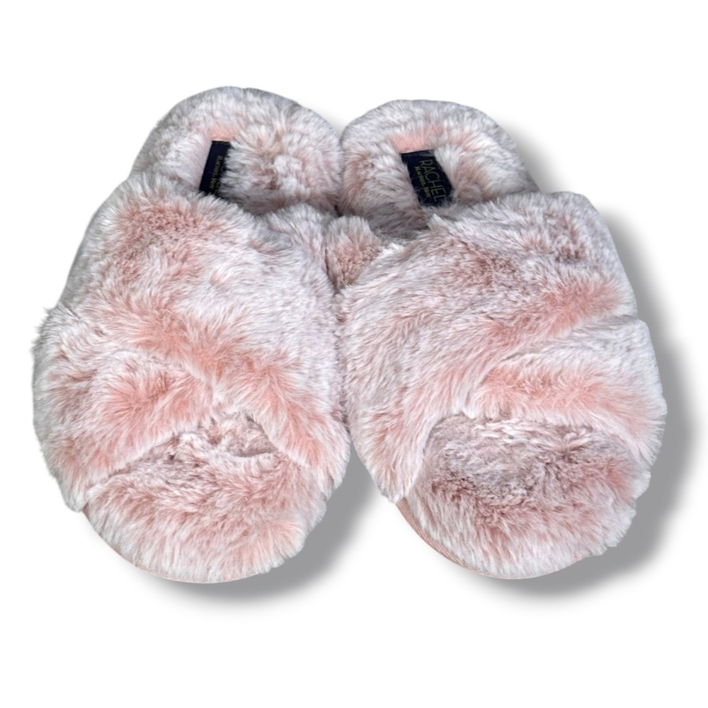 Rachel Rachel Roy Blush Pink Faux Fur Cross Strap Slippers Slides Size S 5-6